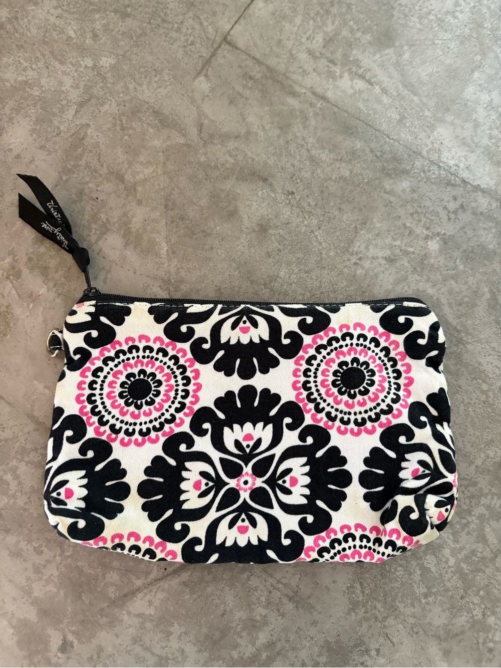 thirty-one Black and Pink Damask Zip Cosmetic Pouch